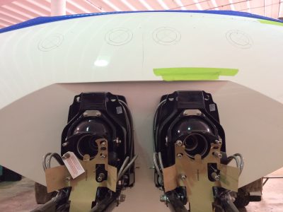 The new Bravo XR Sport Drives being installed, showing just the gimbals at this point.