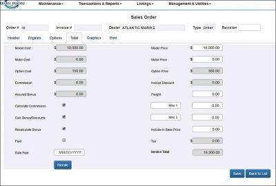 Boat Track sales order form