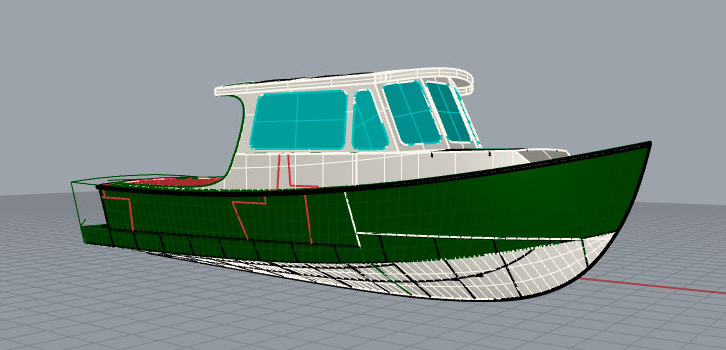 Boat design CAD drawing.
