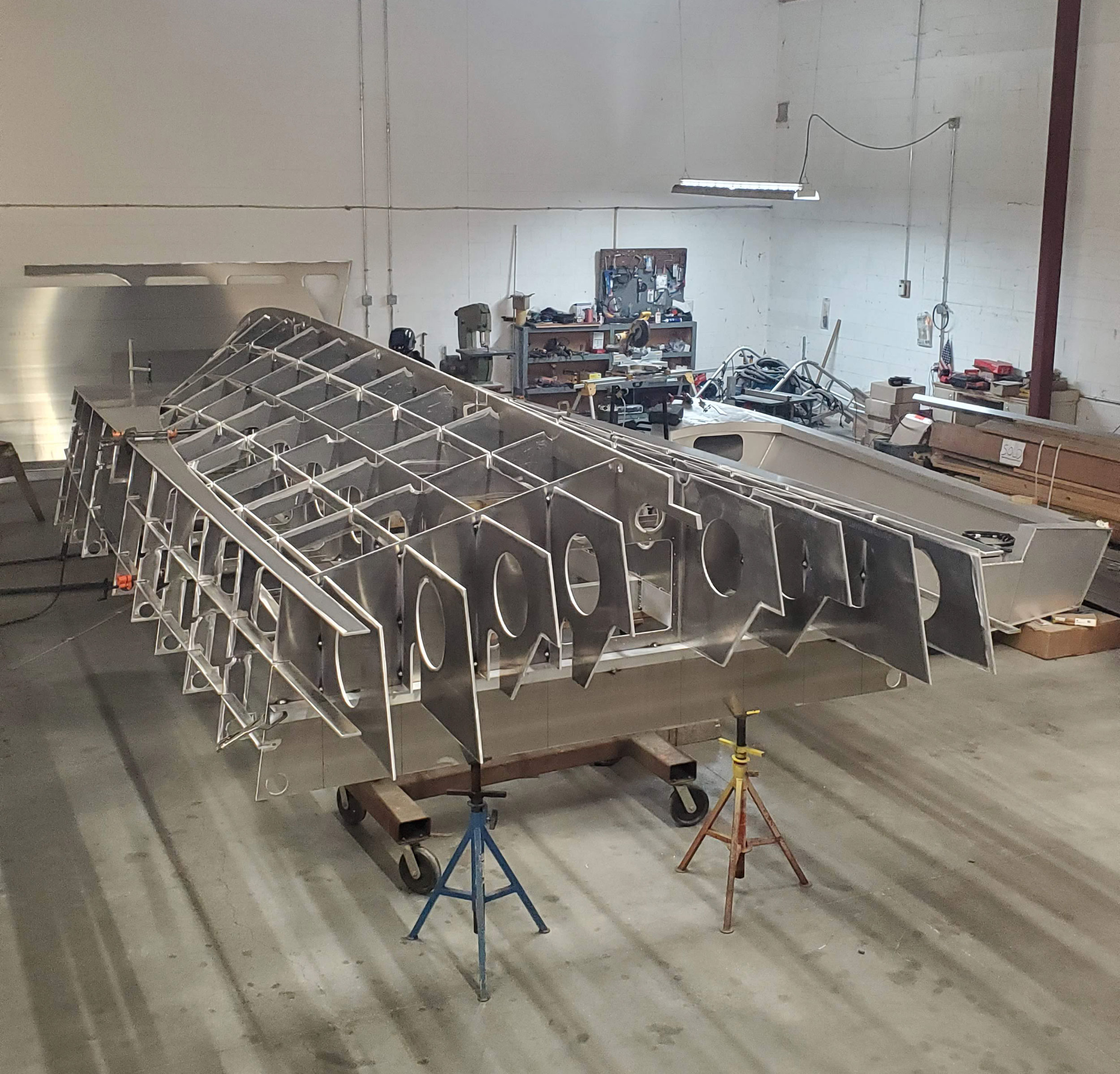 Aluminum structural grid.