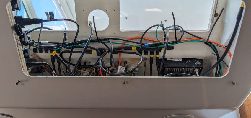 A dashboard with ample cutouts accessible from below.